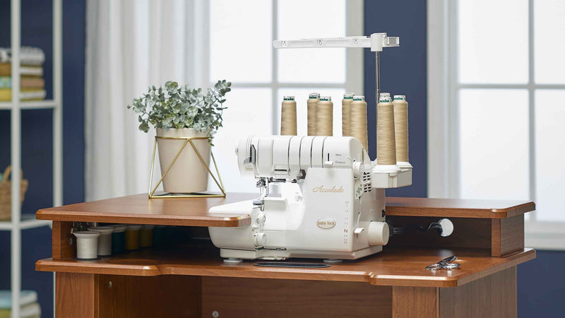 Baby Lock Accolade Serger, overlocking, cover stitching, 87 stitch combinations, Push button threading, auto tension
