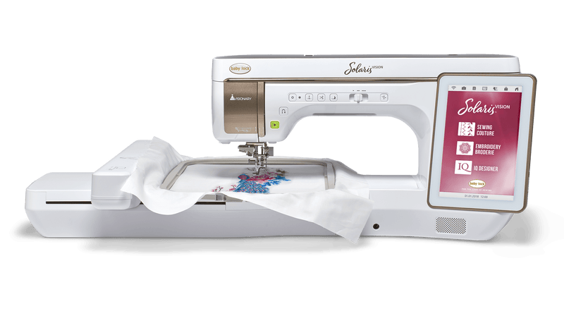 Baby Lock Solaris Vision Sewing & Embroidery Machine, 901 Built-In Designs, 10-5/8" x 16" and 10-5/8" x 10-5/8" Hoop Sizes