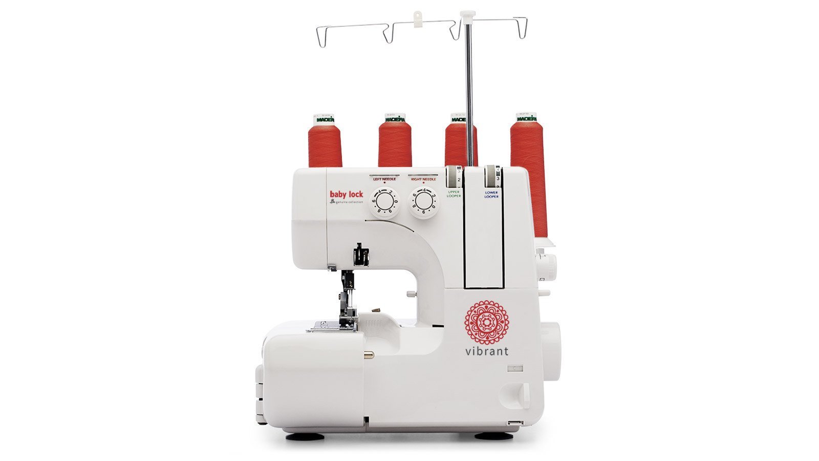 Baby Lock Vibrant Serger, 4/3/2 thread serging, Retractable thread cutter,  manual threading, manual tension adjustments