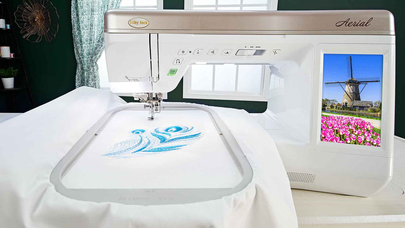 Baby Lock Aerial Sewing and Embroidery Machine 8" x 12" Embroidery Field, Automatic Needle Threader, 262 Designs, 757 Stitches